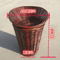 柳编水果堆头篮藤编堆头筐做水果盘水果篓编织筐水果筐水果篮藤编 斜口中号号直径50前高50后高60 红棕色