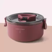 家柏饰(CORATED)大容量圆形日式饭盒茶具上班族可微波炉加热双层学生保温便携便当餐盒