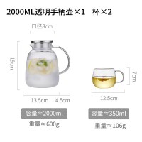 家柏饰(CORATED)北欧凉水壶家用玻璃瓶创意高温日式大容量储水壶凉白开水壶套装 透明手柄壶+杯子2