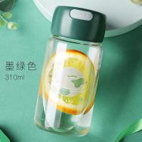 家柏饰(CORATED)宇宙水杯简约便携透明学生清新森系创意个性潮流玻璃杯风 墨绿色-310ml（送杯刷）