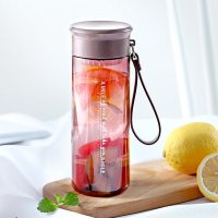 家柏饰(CORATED)日系水杯女塑料杯男防摔便携清新森系中学生简约运动随手杯子 酒红