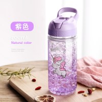 家柏饰(CORATED)个性渐变色好看的吸管水杯女创意潮流韩版杯子学生外出碎冰杯 紫色400ML(送杯刷+吸管刷)