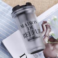 家柏饰(CORATED)梨花杯学生塑料杯子创意潮流韩版随手水杯原宿女咖啡 黑色400ML+杯刷