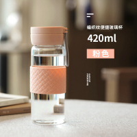 家柏饰(CORATED)夏季喝水玻璃杯便携女学生韩版小清新水杯森系简约杯子男 樱花粉420ML(送杯刷)