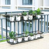 家柏饰(CORATED)阳台花盆挂架花架置物架铁艺多层挂式花盆架多肉装饰室内花架子 椭圆双层50*20*12CM