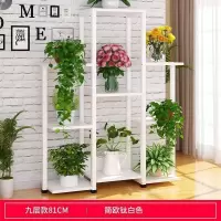 家柏饰(CORATED)花架置物架客厅装饰铁艺花盆架子阳台多层绿萝多肉花架家用省空间 D款9层钛白色