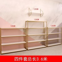 家柏饰(CORATED)鞋店鞋架服装店展示架包包架落地式金色鞋包架创意组合多层置物架 四件套总长3.6M