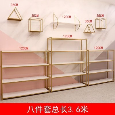 家柏饰(CORATED)鞋店鞋架服装店展示架包包架落地式金色鞋包架创意组合多层置物架 八件套总长3.6M