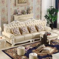 森美人欧式沙发简欧皮艺沙发组合实木花小户型客厅沙发四人沙发