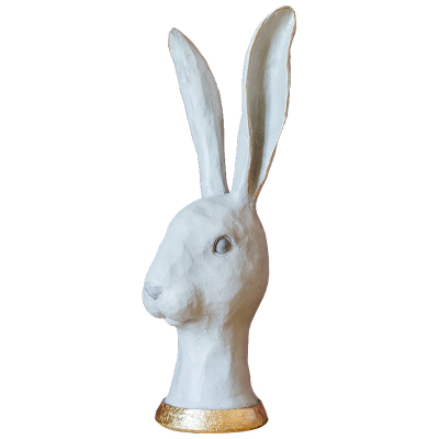 家柏饰(CORATED)艺术风格树脂兔子摆件 桌面玄关设计师空间陈列道具北欧