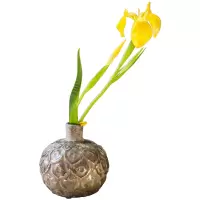 家柏饰(CORATED)蓟莲瓶 陶瓷做旧 浮小口花瓶 复古花器装饰摆件民族风