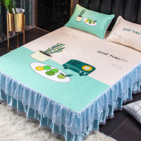 家柏饰(CORATED)夏天床罩冰丝凉席单件三件套夏季床裙式少女公主带蕾丝花边款床单