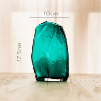 家柏饰(CORATED)蓝冰手工玻璃器皿工艺玻璃花瓶花插花器装饰摆件桌面 C涧石蓝