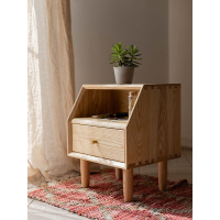 森美人实木床头柜 简约现代简易置物架北欧风卧室床边小型收纳