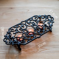 家柏饰(CORATED)铸铁隔热保温架花茶烤鱼加热底座复古典花纹装饰摆件欧式 铸铁加热底座(长方形)不含蜡烛