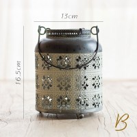 家柏饰(CORATED)日式铁艺烛台 镂空灯笼 提篮风灯 手工艺品复古做旧ZAKKA B