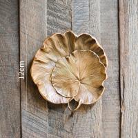 家柏饰(CORATED)印度铜盘复古手工叶子艺术收纳首饰盒桌面摆件装饰 铜莲叶