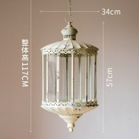 家柏饰(CORATED)大型垂吊风灯 烛台 陈列吊架铁艺玻璃法式复古白橱窗装饰 大型垂吊烛台(大)