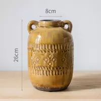 家柏饰(CORATED)复古风冰裂纹陶瓷花瓶花壶罐子花器装饰摆件几何纹饰民族 几何纹饰旧罐(大)