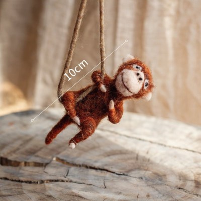 家柏饰(CORATED)手工艺术羊毛毡玩偶 森林动物公仔定格动画形象摆件 漂移猴子