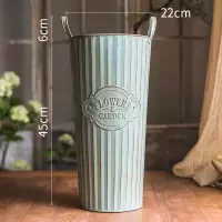 家柏饰(CORATED)复古蓝铁皮花筒花器花盆花店装饰干花欧式法式韩式落地桶 高桶大号(不防水) 大
