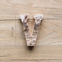 家柏饰(CORATED)原木装饰字母 白桦木树皮摆件墙饰 道具DIY北欧ZAKKA 桦V