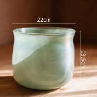 家柏饰(CORATED)汝海广口花瓶花器花尊玻璃器皿水培绿萝艺术手工摆件 汝海瓶(大)