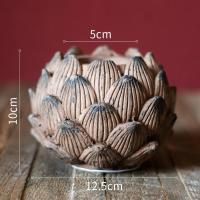 家柏饰(CORATED)莲花座烛台复古艺术桌面装饰摆件庭院花园酥油灯佛灯 莲花烛台(棕色大)