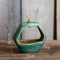 家柏饰(CORATED)粗陶瓷壁挂花器吊兰吊篮水培禅意古国风中式创意装饰 六边形壁挂花器(小) 中