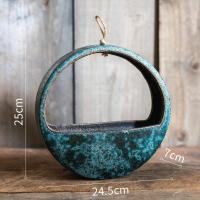 家柏饰(CORATED)粗陶瓷壁挂花器吊兰吊篮水培禅意古国风中式创意装饰 圆形壁挂花器(大) 中