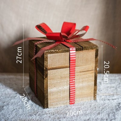 家柏饰(CORATED)Christmas圣诞节日盒子木盒马口铁皮盒装饰摆件收纳礼盒 实木礼物盒子(D款)