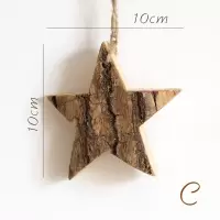 家柏饰(CORATED)原木挂件树皮工艺品欧式花园圣诞吊饰创意猫头鹰松鼠麋鹿 C大星星