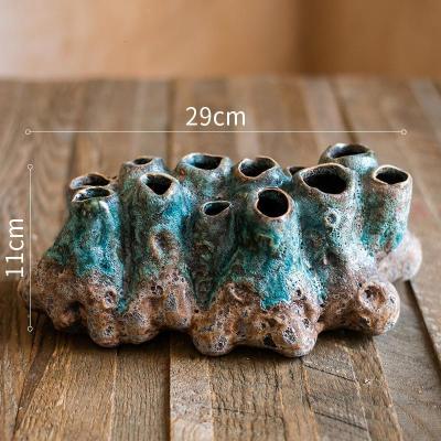 家柏饰(CORATED)陶瓷珊瑚花瓶花器花盆水培禅意古风装饰摆件创意另类个性 多孔花器(珊瑚瓶A) 中