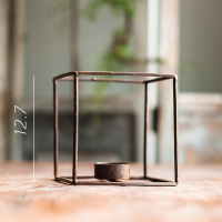 家柏饰(CORATED)几何正方体烛台铁艺工业风LOFT复古怀旧装饰摆件拍摄道具 方体大号