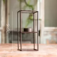 家柏饰(CORATED)几何正方体烛台铁艺工业风LOFT复古怀旧装饰摆件拍摄道具 长方体小号