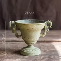 家柏饰(CORATED)古典高脚杯花器 青苔锈色花柱花瓶花盆复古怀旧铁艺欧式 N
