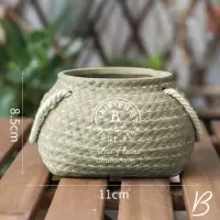 家柏饰(CORATED)编织口袋陶艺花盆 花器 花瓶 花篮 园艺庭院装饰ZAKKA B小号(底部有孔)(不能水培) 大