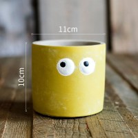 家柏饰(CORATED)大眼萌小花盆花器花瓶桌面多肉肉绿植创意二次元盆栽 豆豆底部已打孔 中