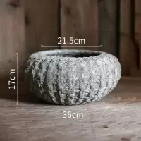家柏饰(CORATED)复古手工土陶罐粗陶花盆 红陶灰色圆形吊兰绿萝多肉插花透气 圆形花器(大号) 大