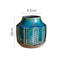 家柏饰(CORATED)蝶翅蓝几何纹陶瓷做旧花瓶 复古花器装饰摆件罐子民族风 蝶翅蓝旧瓷瓶(小)(不能水培)