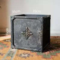 家柏饰(CORATED)大型铁艺方筒花器花盆套盆英式杂货花园庭院装饰摆件收纳 复古铁方筒(大) 特大