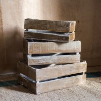 家柏饰(CORATED)原木收纳箱木条箱自由组合复古做旧花园橱窗陈列装饰道具 长方形套三购 大