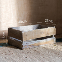 家柏饰(CORATED)原木收纳箱木条箱自由组合复古做旧花园橱窗陈列装饰道具 长方形(中号) 大