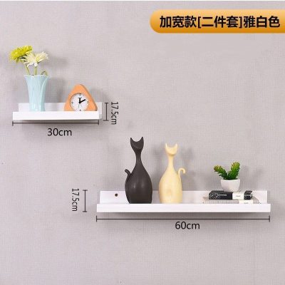 家柏饰(CORATED)墙上置物架隔板多功能卧室客厅壁挂电视墙面装饰实木一字板 [加宽版]两件套雅白色