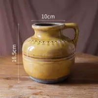 家柏饰(CORATED)复古冰裂纹陶瓷花瓶 花壶罐子花器装饰摆件 怀旧美式乡村 把手花壶(大)