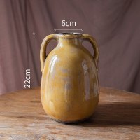 家柏饰(CORATED)复古冰裂纹陶瓷花瓶 花壶罐子花器装饰摆件 怀旧美式乡村 双耳陶瓶(大)