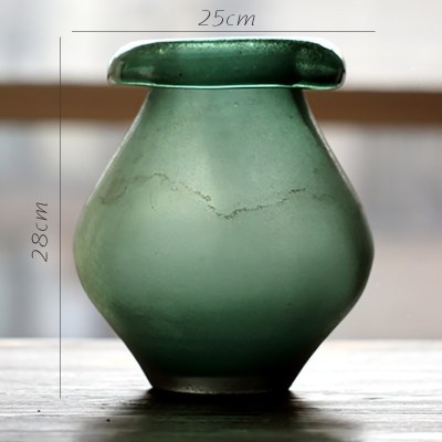 家柏饰(CORATED)大玻璃花瓶艺术玻璃器皿手工吹制拉制软装饰美式粗放HAN 潭绿坛形