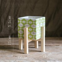 家柏饰(CORATED)氧气系列方体水泥花器花盆花瓶装饰收纳摆件清新艺术风格 F白蜡木架套装,打孔请备注 大