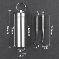 家柏饰(CORATED)迷你304不锈钢收纳盒随身携带便携式剔牙缝钩针套装迷你牙齿清洁 两不锈钢单头+金属瓶
