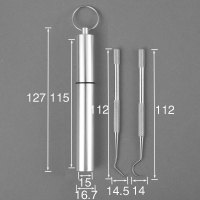 家柏饰(CORATED)迷你304不锈钢收纳盒随身携带便携式剔牙缝钩针套装迷你牙齿清洁 两长单头+金属瓶